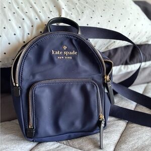 Kate Spade Midnight Blue Backpack with Gold Details